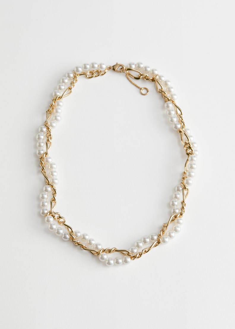 & Other Stories Twisted Pearl Chain Necklace