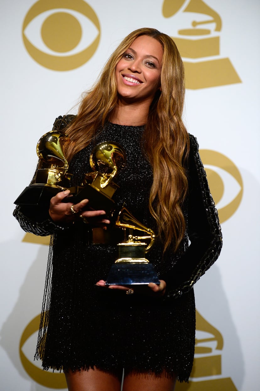 LOS ANGELES, CA - FEBRUARY 08:  Beyonce poses in in the press room during The 57th Annual GRAMMY Awards at the STAPLES Center on February 8, 2015 in Los Angeles, California.  (Photo by Frazer Harrison/Getty Images)