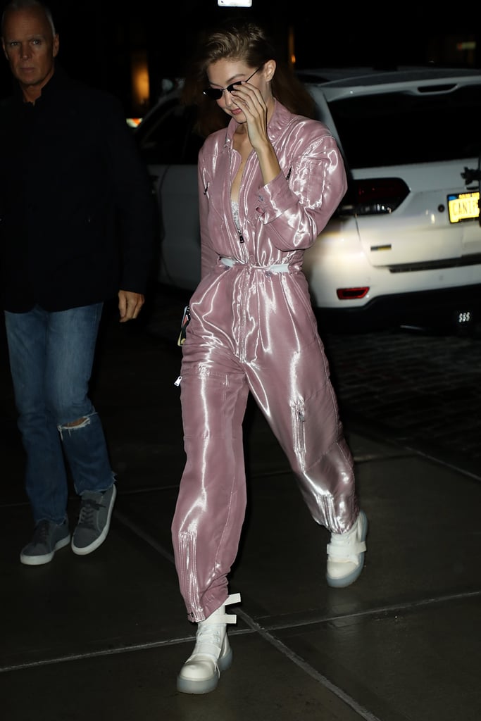 Gigi Hadid Pink Ralph Lauren Jumpsuit at NYFW