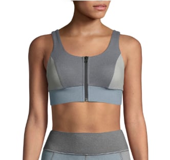 Michi Mist Zip-Front Colorblock Sports Bra