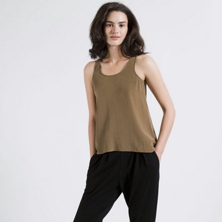 Everlane brown silk tank