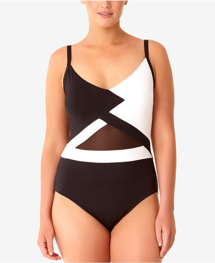 Anne cole color sale block mesh swimsuit