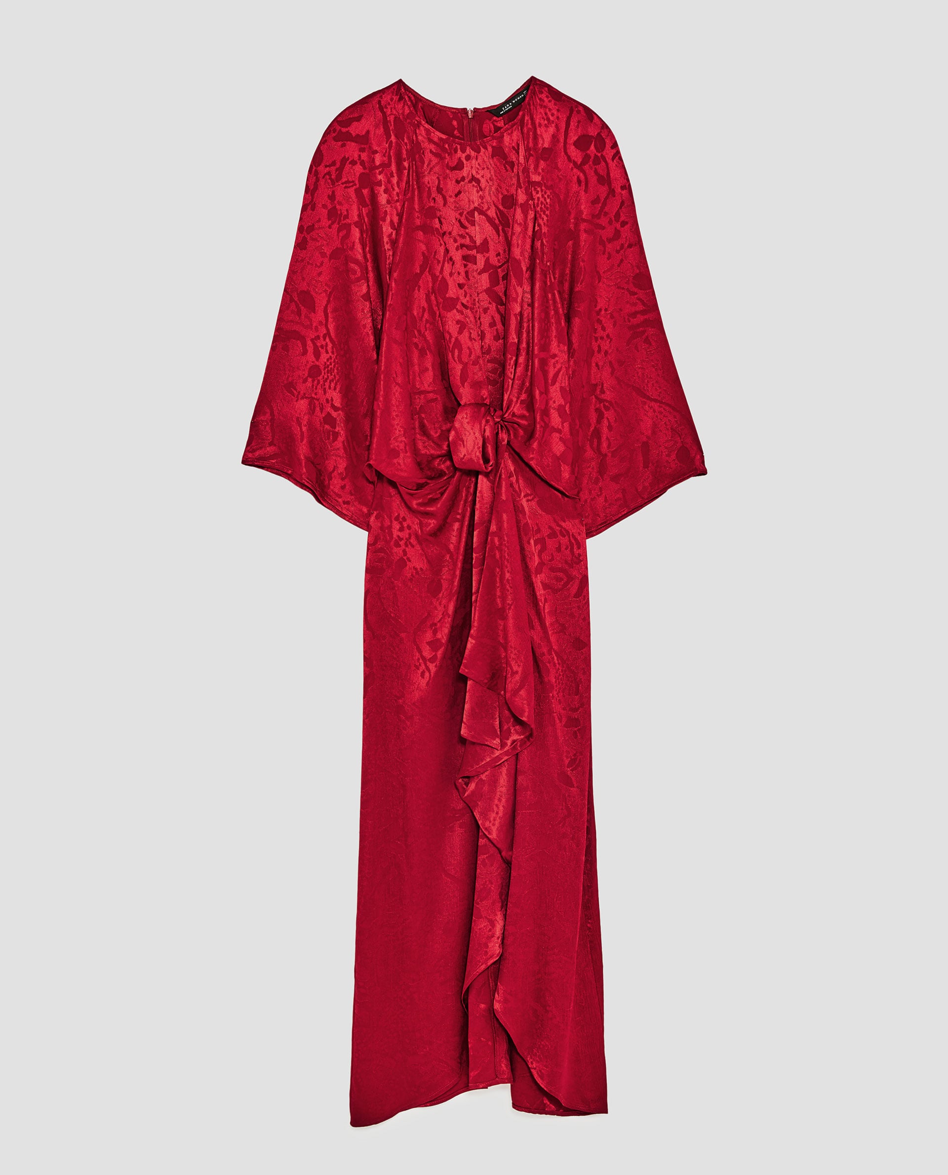 zara red jacquard dress