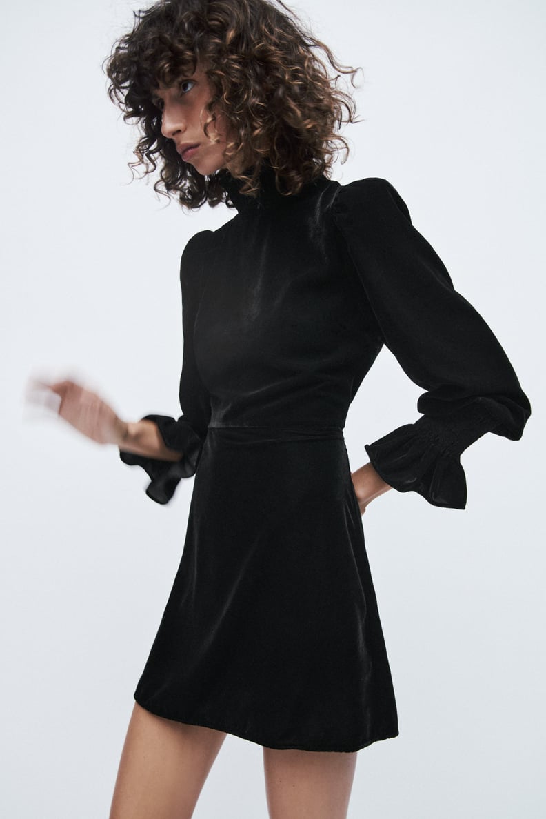 A Long -Sleeved Velvet Dress: Zara Velvet Mini Dress