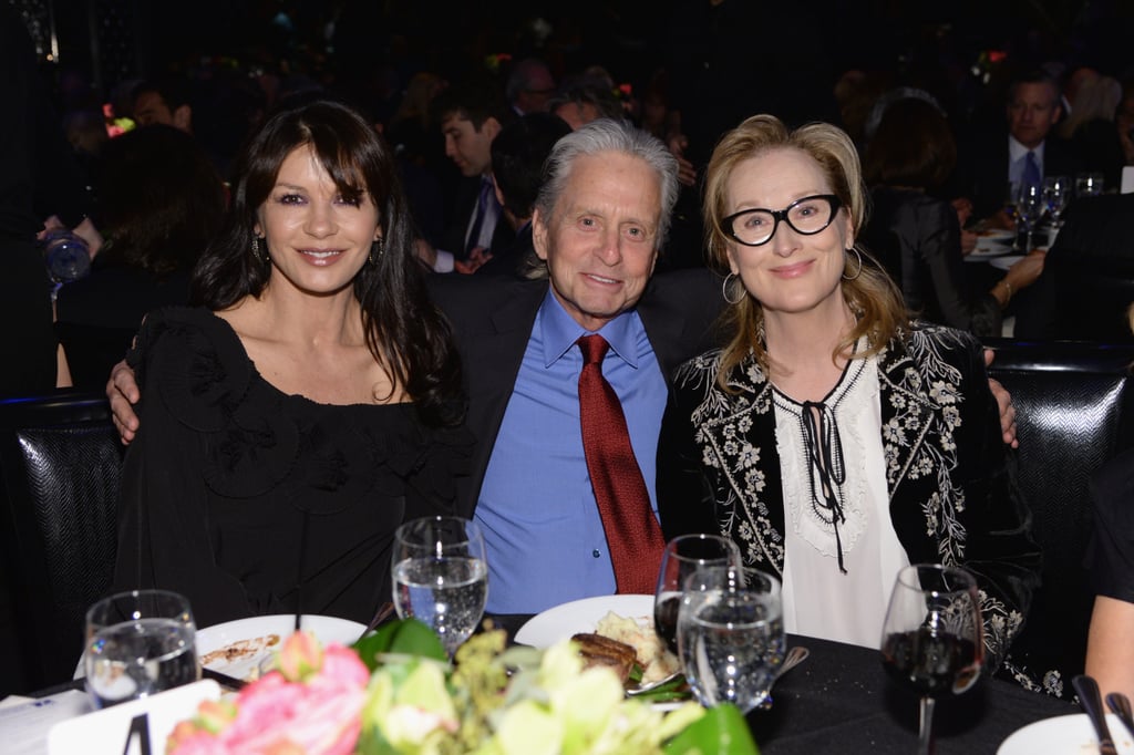 Meryl Streep sat with Michael Douglas and Catherine Zeta-Jones during the Monte Cristo Awards in NYC on Monday.