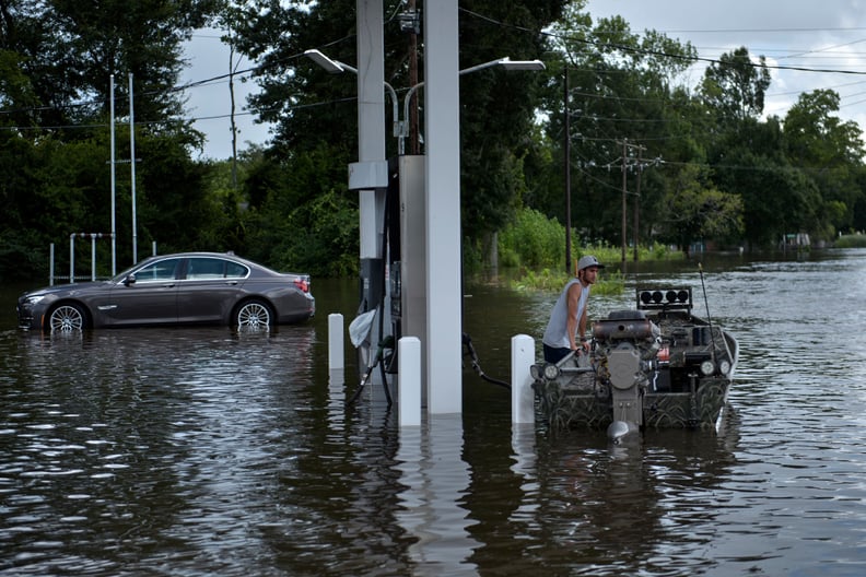 Another gas station is submerged in Gonzales, LA.