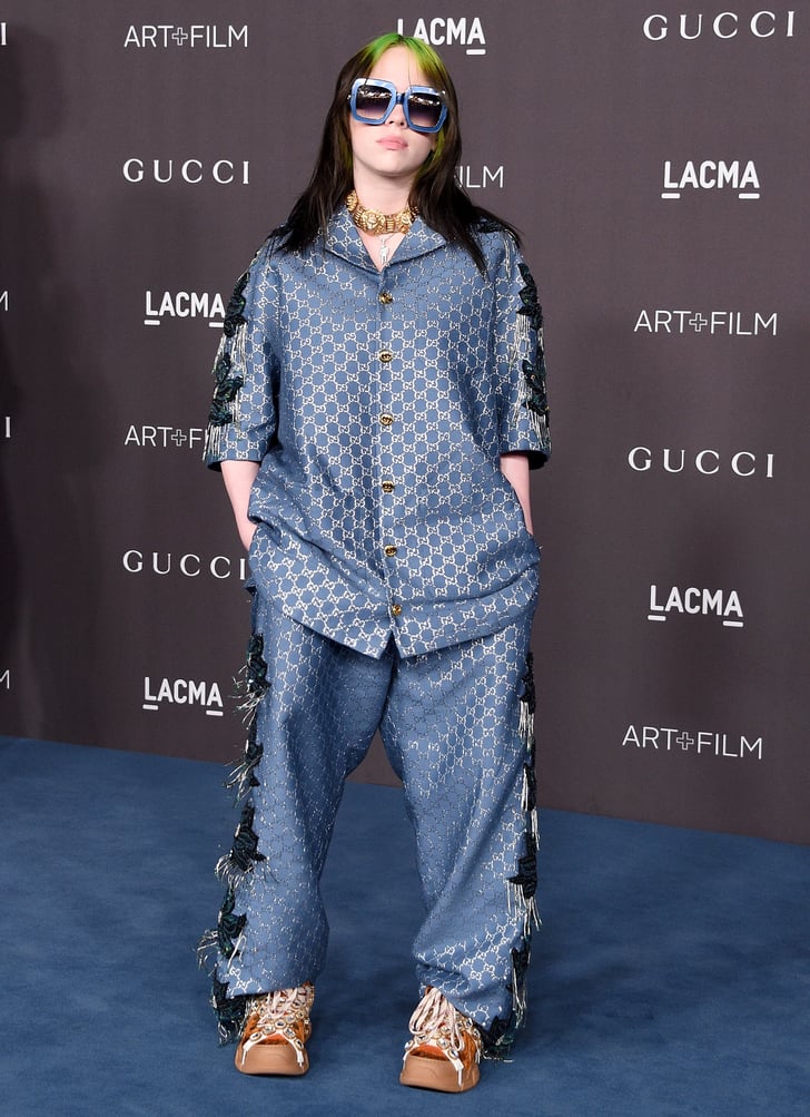 Billie Eilish Wore Silk Gucci Pajamas on the Red Carpet | POPSUGAR Fashion
