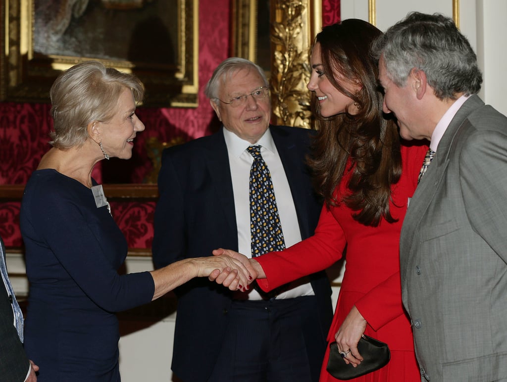 Helen Mirren met Kate Middleton at Queen Elizabeth II's special A-list reception at Buckingham Palace.