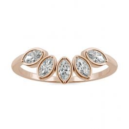 Marquise Curved Petal Moissanite Ring in 14K Rose Gold