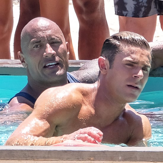 Dwayne Johnson and Zac Efron Swimming on the Set of Baywatch
