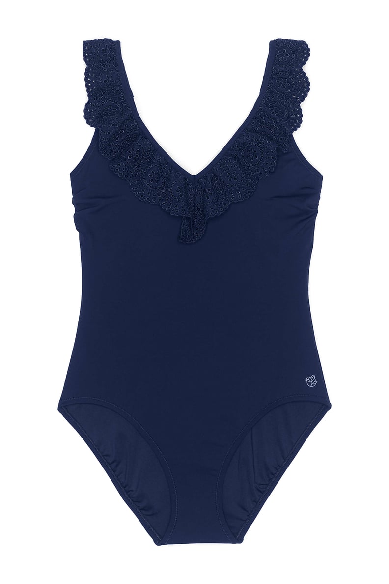 Draper James x Lands' End Ruffle V-Neck One Piece Swimsuit