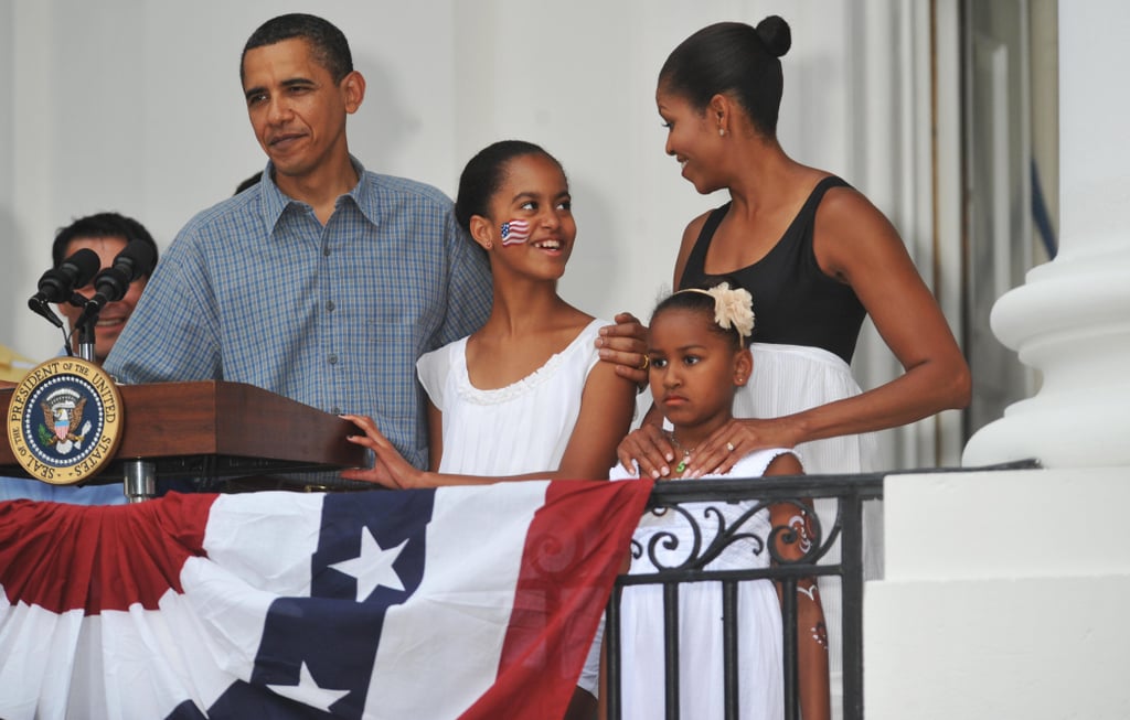 Malia rocked some red, white, and blue face paint in 2009.