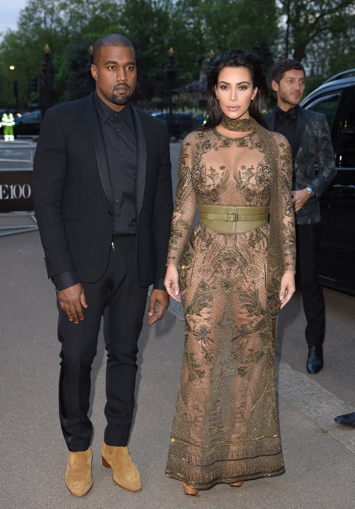Kim Kardashian and Kanye West at the Vogue 100 Gala in London in 2016
