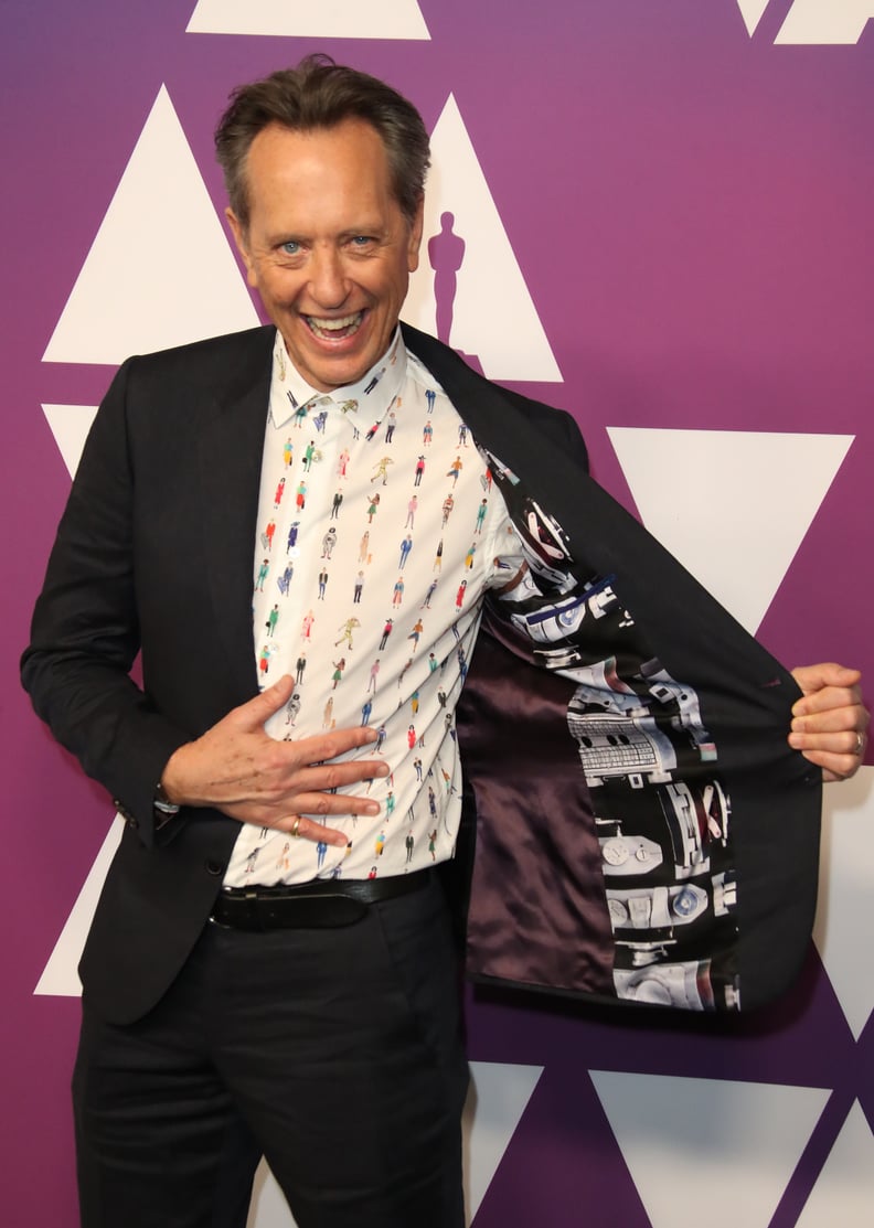 . . . And Showed Off Another Jacket Lining at the Oscars Nominees Luncheon