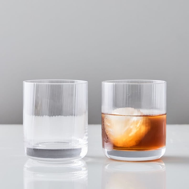 West Elm Esme Fluted Clear Glass Whiskey Glasses Set