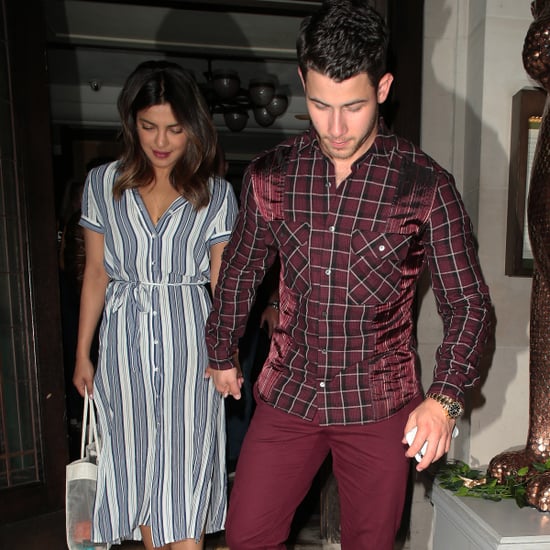 Priyanka Chopra Striped Dress With Nick Jonas