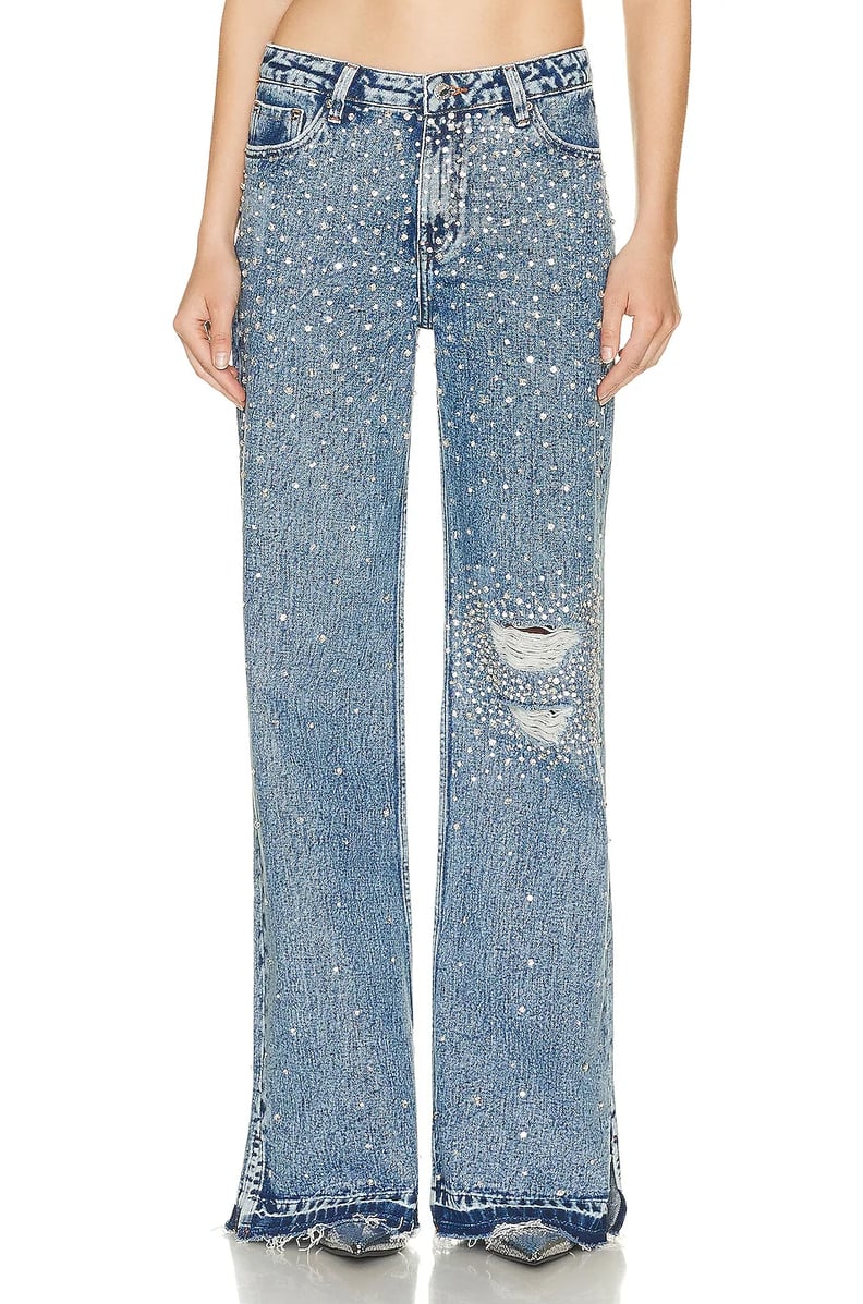 Low-Rise Crystal Jeans