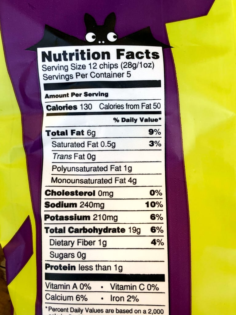 Trader Joe's Ghosts & Bats Crispy Potato Snacks Nutritional Info