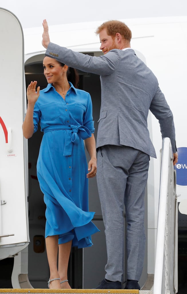 Meghan Markle Blue Veronica Beard Dress in Tonga 2018