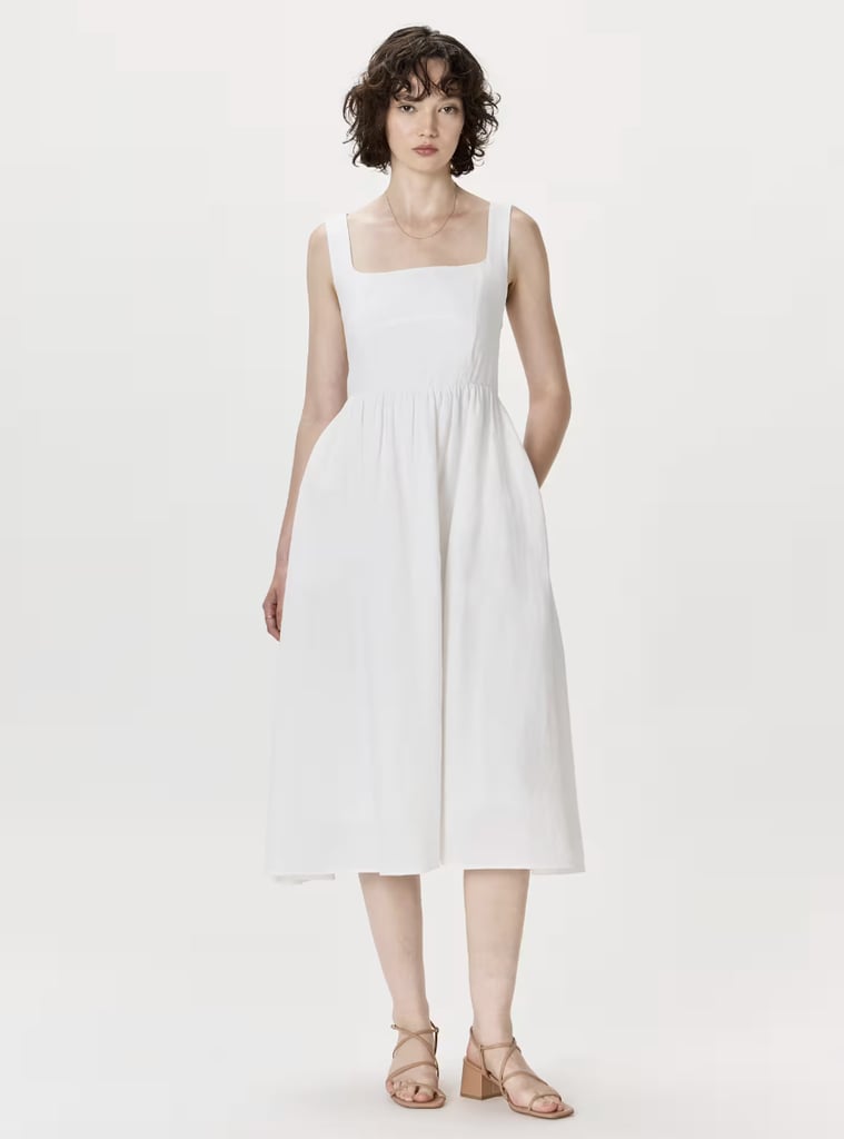 Quince European Linen Fit & Flare Midi Dress