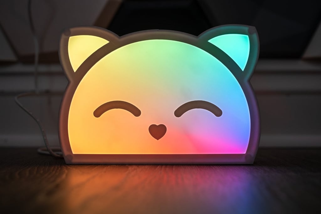 For Modern Home Decor: White Happy Kitty RGB Lamp
