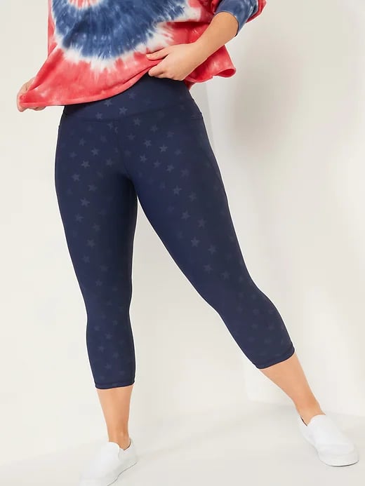 Old Navy High-Waisted Elevate Powersoft Side-Pocket Crop Leggings in Stars, The Best Patterned Pieces From Old Navy to Add to a Mostly Black Workout  Wardrobe