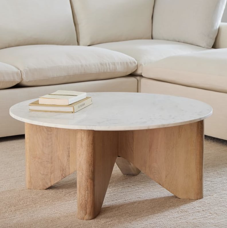A Neutral Round Coffee Table: West Elm Maddox Round Coffee Table