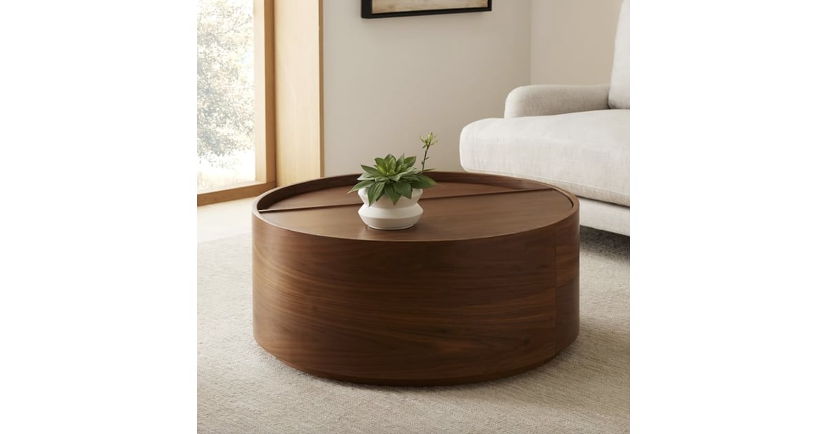 A Place to Store Blankets West Elm Volume Round Storage Coffee Table