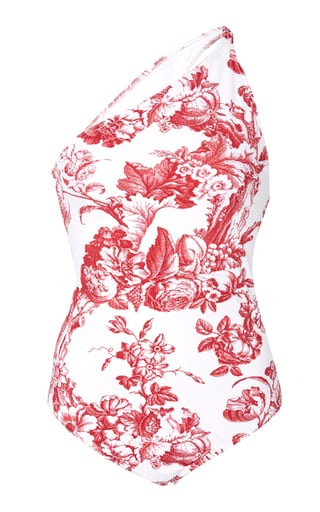 Oscar de la Renta Printed One Shoulder One Piece