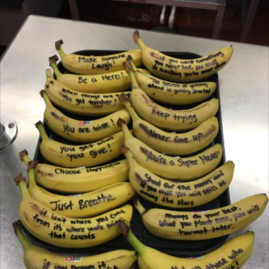 Cafeteria Worker Writes Inspirational Messages on Bananas