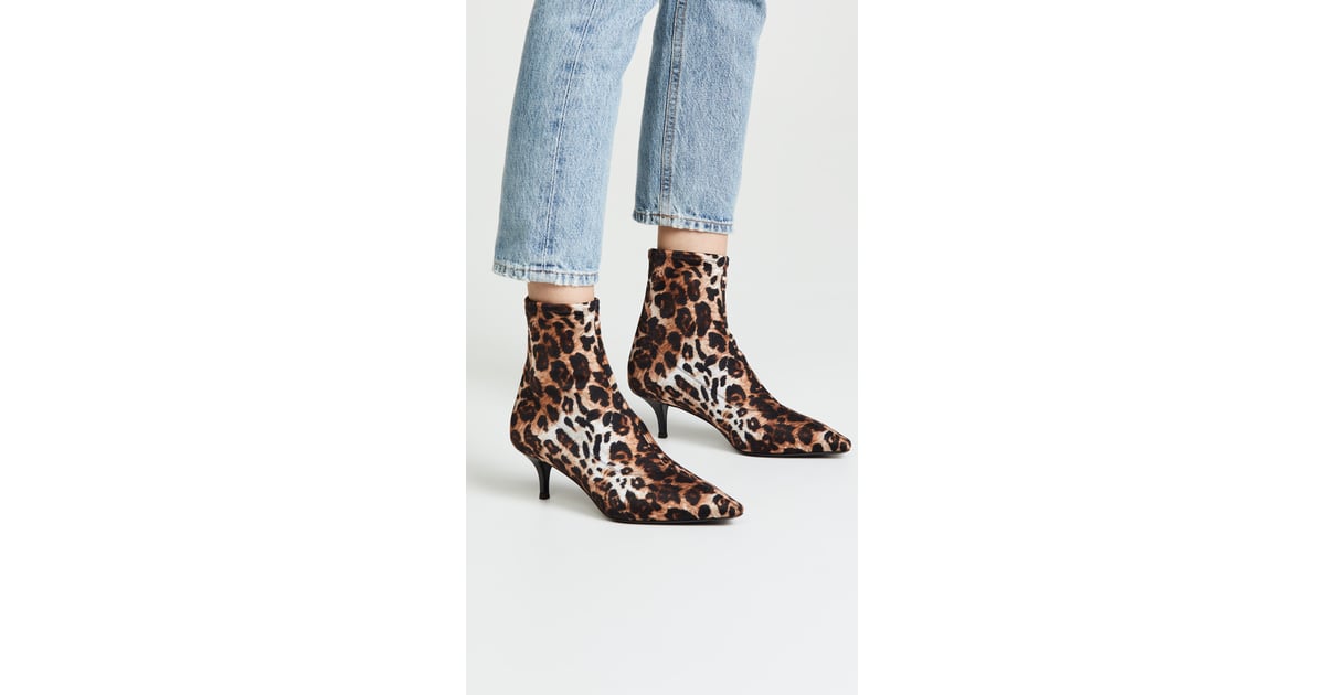 Leopard print kitten deals heel booties
