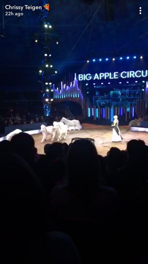 Chrissy Teigen and Luna at Big Apple Circus December 2017