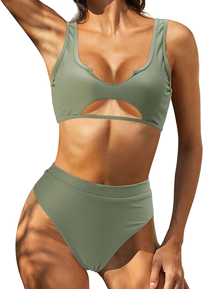 A Cutout Swimsuit: Ruuhee Cheeky High Waisted Bikini