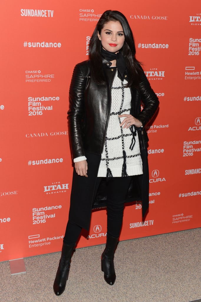 Selena Gomez in a Sweater Dress at Sundance