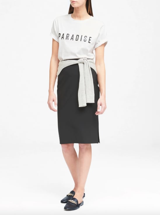 Washable Italian Wool-Blend Pencil Skirt With Side Slit