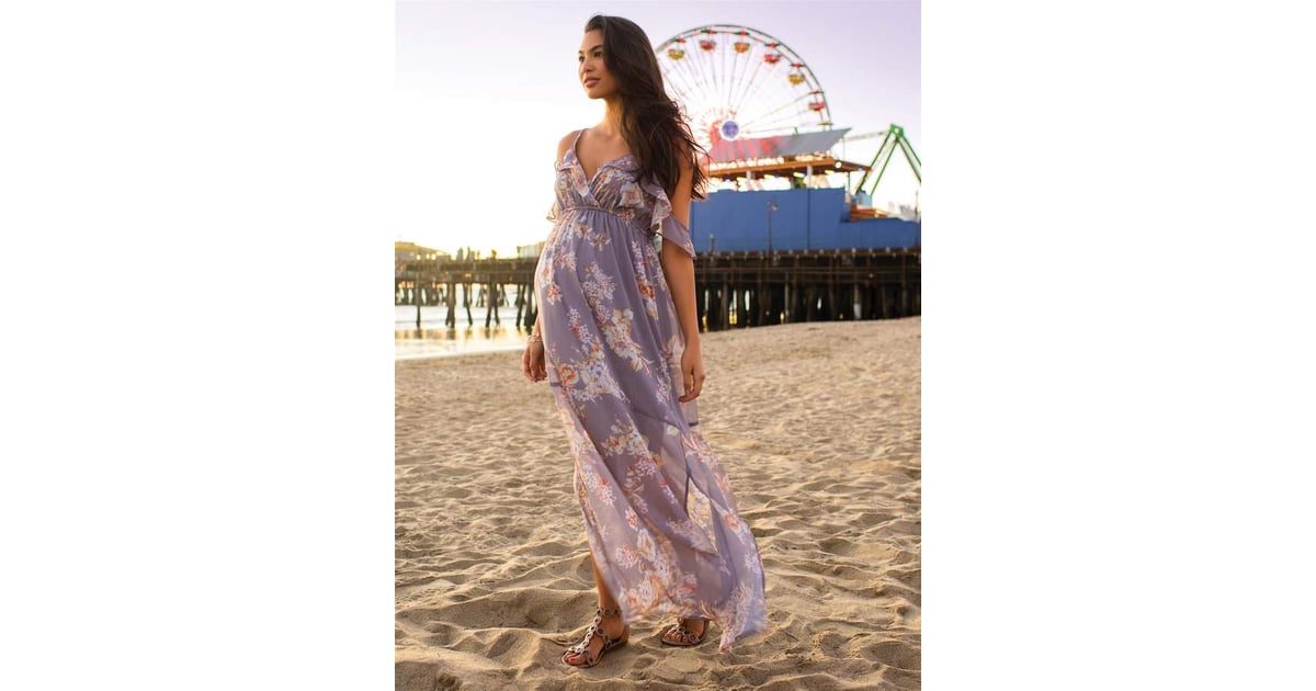 jessica simpson ruffled maternity maxi dress