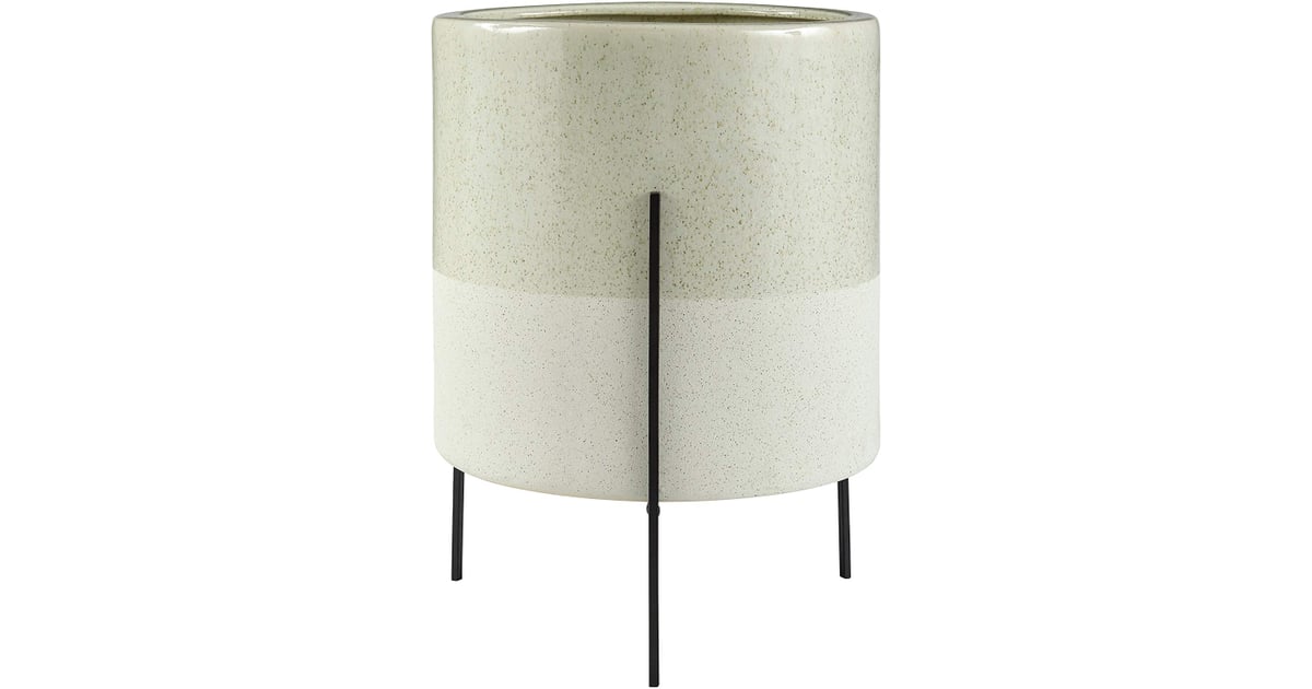 Rivet Mid Century Ceramic Planter With Iron Stand Best Home