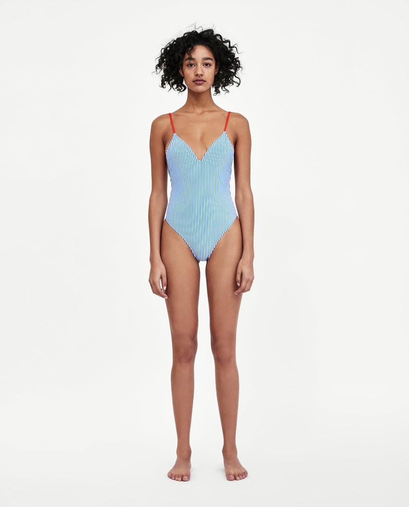 Zara Contrasting Striped Swimsuit