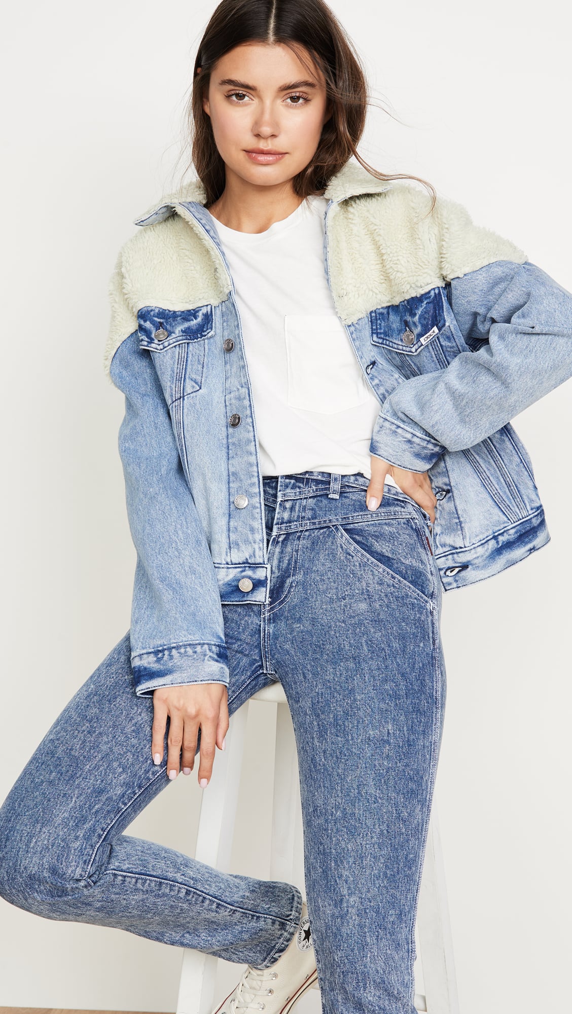 denim jacket with sherpa womens