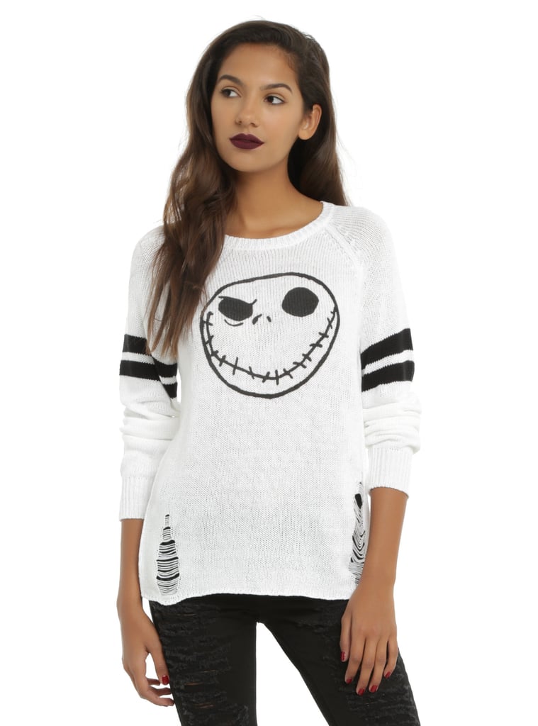 The Nightmare Before Christmas Jack Skellington Girls Destructed Sweater