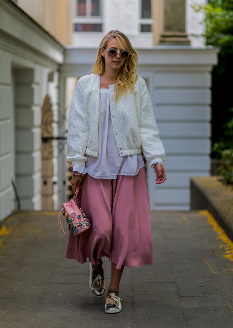 Wear your midi skirts exclusively with sneakers.