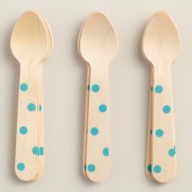 Aqua Stamped Wood Ice Cream Spoons, Set of 2 ($3)