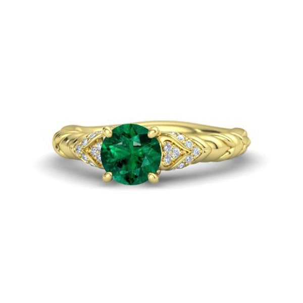 Round Emerald and Rose Gold Ring