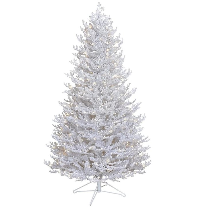 GE 5 ft Coral Pre Lit Traditional Slim Flocked White Artificial