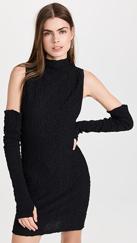 A Black Sweater Dress: Free People Ava Smocked Dress With Gloves