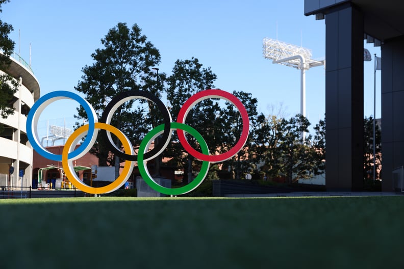 TOKYO, JAPAN - 2021/03/15: Olympic Rings installation in front of the Japan Olympic Museum in Shinjuku.Due to the Coronavirus pandemic, the Tokyo 2020 Olympic Games were moved to be held between 7.23 - 8.8, 2021. (Photo by Stanislav Kogiku/SOPA Images/Lig