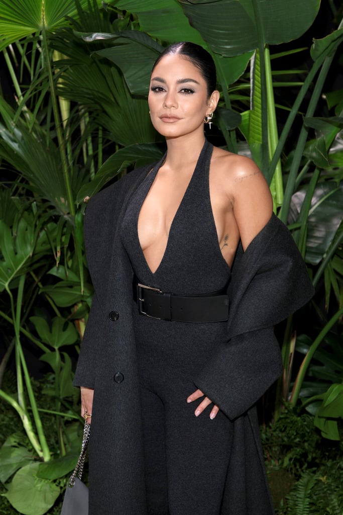 Vanessa Hudgens Wears Michael Kors Gray Cashmere Catsuit