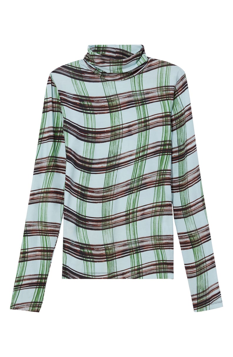 Proenza Schouler White Label Plaid Stretch Cotton Jersey Top