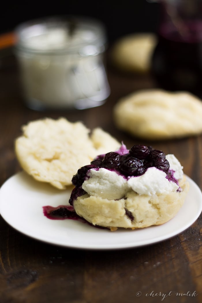 Biscuits With Goat Cheese and Blueberry Compote