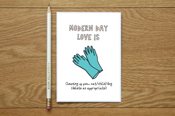 Cleaning Up Kid's Poo Valentine's Day Card
